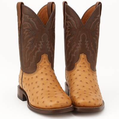 Dan Post Men's Alamosa Full Quill Ostrich Square Toe Boots - Sand 6 DP3876_7_D  - from alligatorwarehouse.com