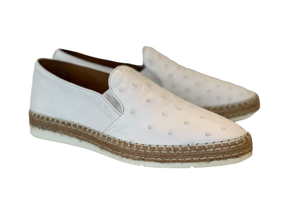 P012 San Remo Genuine Ostrich Sport Loafer- White