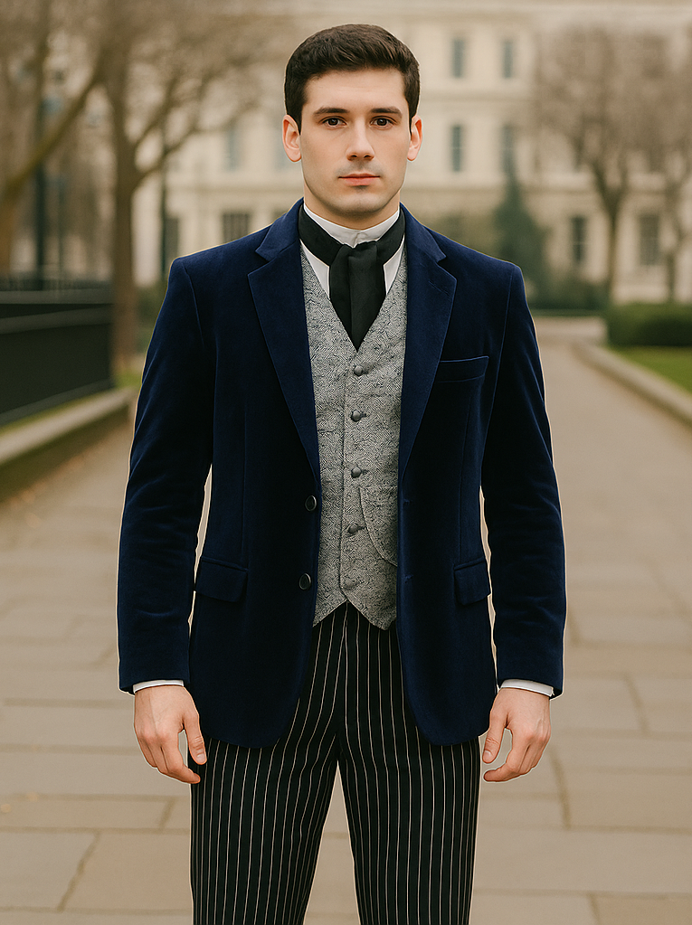 Sapphire Velvet Roderick Smoking Jacket – Luxurious Men's Wear