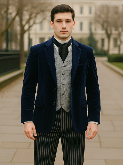 Sapphire Velvet Roderick Smoking Jacket – Luxurious Men's Wear 1   - from alligatorwarehouse.com