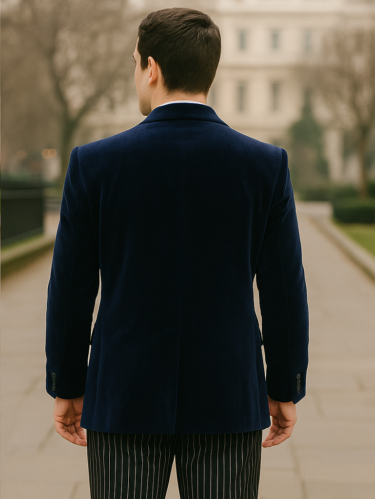 Sapphire Velvet Roderick Smoking Jacket – Luxurious Men's Wear