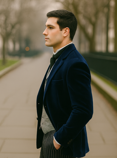 Sapphire Velvet Roderick Smoking Jacket – Luxurious Men's Wear 3   - from alligatorwarehouse.com