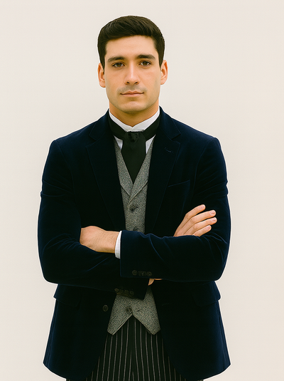 Sapphire Velvet Roderick Smoking Jacket – Luxurious Men's Wear 5   - from alligatorwarehouse.com