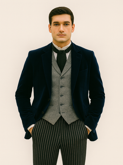 Sapphire Velvet Roderick Smoking Jacket – Luxurious Men's Wear 7   - from alligatorwarehouse.com