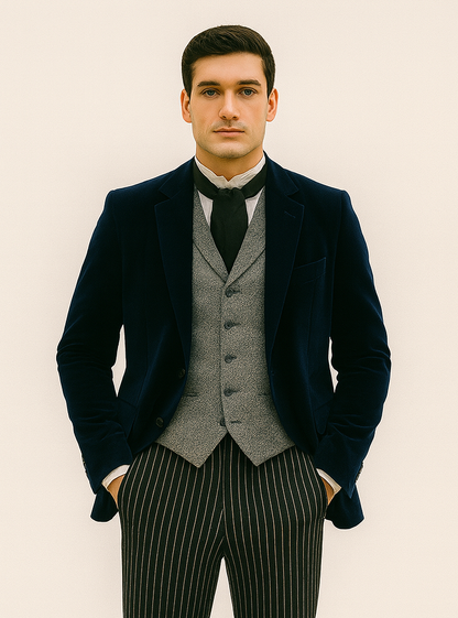 Sapphire Velvet Roderick Smoking Jacket – Luxurious Men's Wear