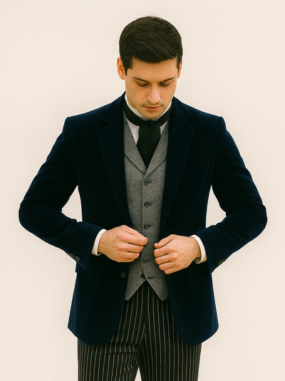 Sapphire Velvet Roderick Smoking Jacket – Luxurious Men's Wear 8   - from alligatorwarehouse.com