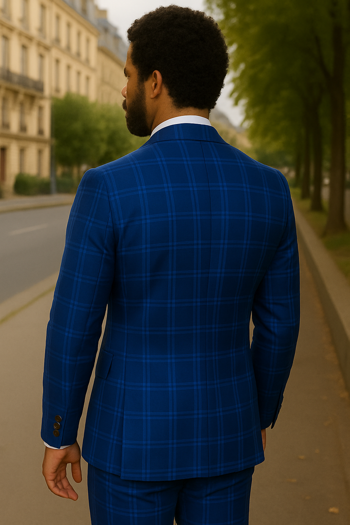 Statement Men's 3 Piece 100% Wool Plaid Suit - Modern Fit