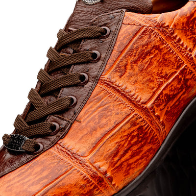 Marco Di Milano Saulo Brandy/Brown Exotic Ostrich and Alligator Casual Sneakers 3 SAULO_ALLIGATOR-OSTRICH_BRANDY_8  - from alligatorwarehouse.com