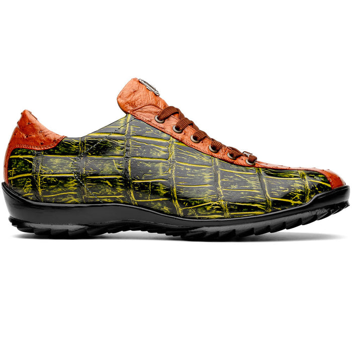 Marco_Di_Milano Saulo: Green & Cognac Leather Shoe