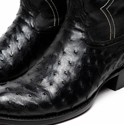 Marco Di Milano Savannah Black Ostrich Quill Round Toe Cowboy Boots 4   - from alligatorwarehouse.com