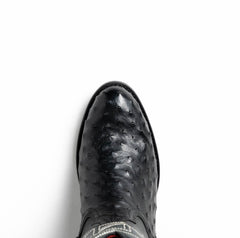 Marco Di Milano Savannah Black Ostrich Quill Round Toe Cowboy Boots