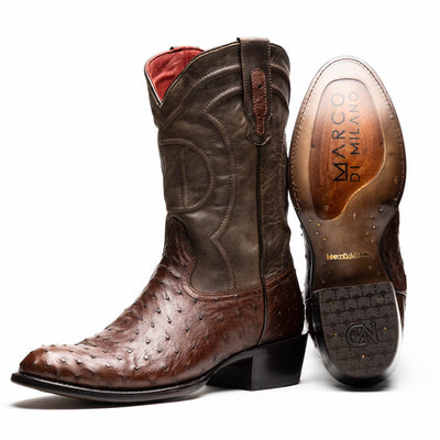 Marco Di Milano Savannah Kango Tabae Ostrich Quill Round Toe Cowboy Boots 1   - from alligatorwarehouse.com