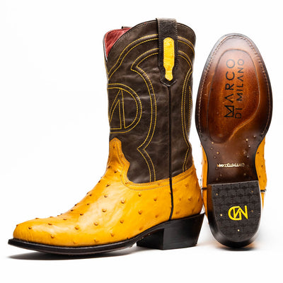 Marco Di Milano Savannah Buttercup Ostrich Quill Round Toe Cowboy Boots 1   - from alligatorwarehouse.com