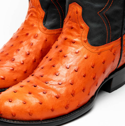Marco Di Milano Savannah Orange Ostrich Quill Round Toe Cowboy Boots 4   - from alligatorwarehouse.com