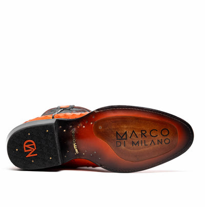 Marco Di Milano Savannah Orange Ostrich Quill Round Toe Cowboy Boots 6   - from alligatorwarehouse.com