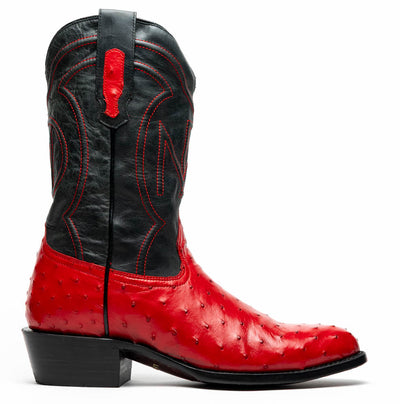 Marco Di Milano Savannah Red Ostrich Quill Round Toe Cowboy Boots 3   - from alligatorwarehouse.com