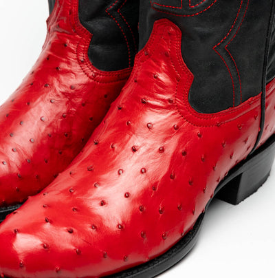 Marco Di Milano Savannah Red Ostrich Quill Round Toe Cowboy Boots 4   - from alligatorwarehouse.com