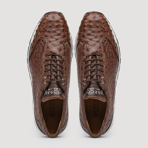 Marco Di Milano Scanno Brown Ostrich Quill Sneakers