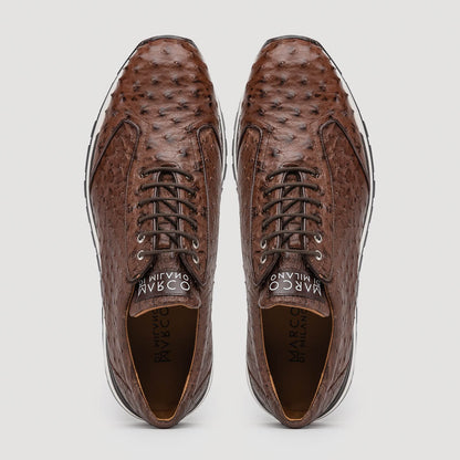 Marco Di Milano Scanno Brown Ostrich Quill Sneakers