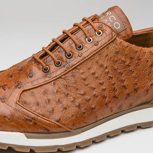 Marco Di Milano Scanno Cognac Ostrich Quill Sneakers 
