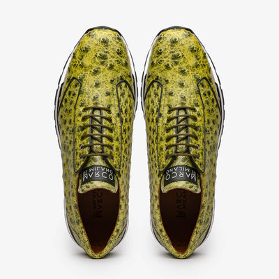 Marco Di Milano Scanno Green Ostrich Quill Sneakers 3 SCANNO_OSTRICH_GREEN_8  - from alligatorwarehouse.com