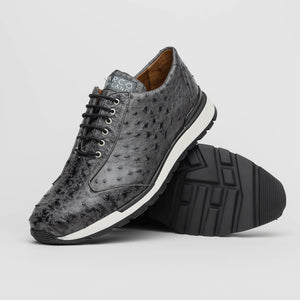 Marco Di Milano Scanno Gray Ostrich Quill Sneakers