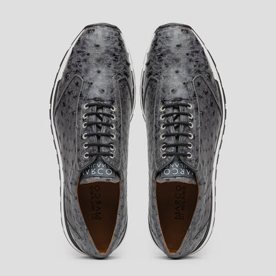 Marco Di Milano Scanno Antique Gray Ostrich Quill Sneakers 4 SCANNO_OSTRICH_ANT GRAY_8  - from alligatorwarehouse.com