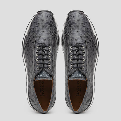 Marco Di Milano Scanno Gray Ostrich Quill Sneakers
