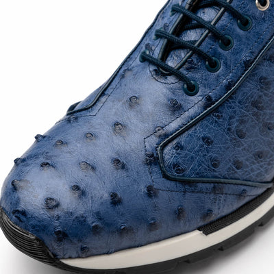Marco Di Milano Scanno Antique Navy Ostrich Quill Sneakers 2 SCANNO_OSTRICH_ANT NAVY_8  - from alligatorwarehouse.com