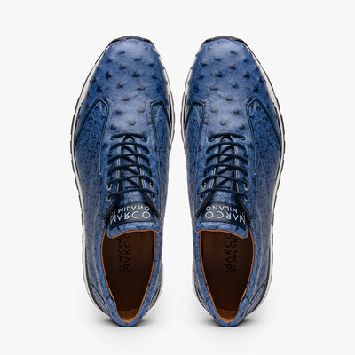 Marco Di Milano Scanno Antique Navy Ostrich Quill Sneakers 4 SCANNO_OSTRICH_ANT NAVY_8  - from alligatorwarehouse.com