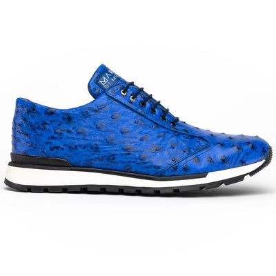 Marco Di Milano Scanno Electric Blue Ostrich Quill Sneakers 1 SCANNO_OSTRICH_ANT ELECTRIC BLUE_8  - from alligatorwarehouse.com