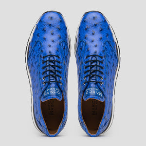 Marco Di Milano Scanno Electric Blue Ostrich Quill Sneakers