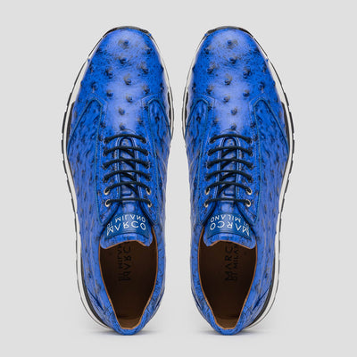 Marco Di Milano Scanno Electric Blue Ostrich Quill Sneakers