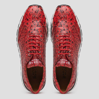 Marco Di Milano Scanno Red Ostrich Quill Sneakers