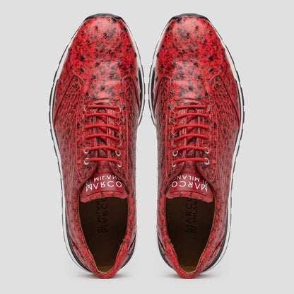Marco Di Milano Scanno Red Ostrich Quill Sneakers