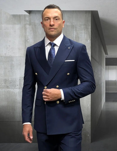 Statement Suit - Statement Italy Suit - Wool Suit - Statement Men's Outlet 100% Wool 2 Piece Suit - Wide Peak Lapel 2 5Z-1320  - from alligatorwarehouse.com
