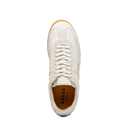 Zelli Shizzo Signature Sneaker in White Calfskin and Suede