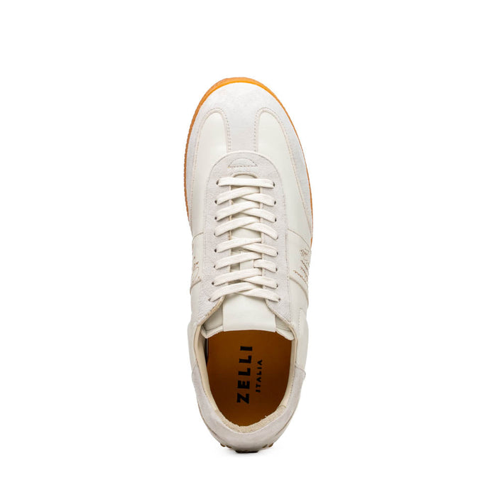 Zelli Shizzo Signature Sneaker in White Calfskin and Suede