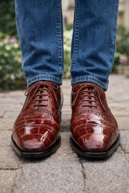 J Toe Cowboy Boots - J Toe Western Boots - Ferrini Alligator Shoes - Ferrini Crocodile shoe Dress Shoes - Ferrini Dress Shoe On Sale