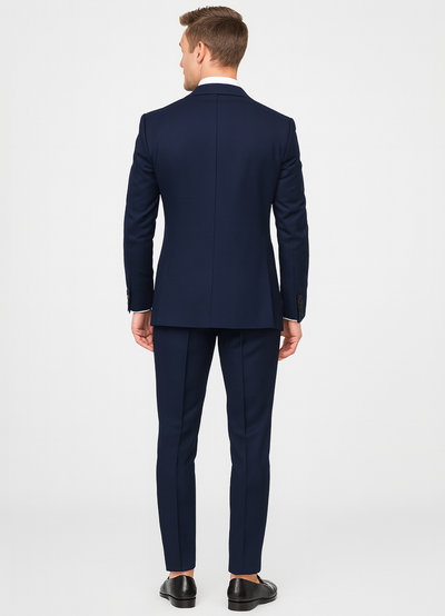 Slim Fit Double Breasted Suit Gold Buttons - Navy Suit - Designer Wool Suits 2   - from alligatorwarehouse.com