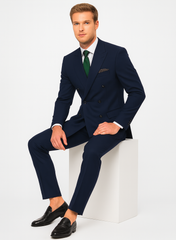 Slim Fit Double Breasted Suit Gold Buttons - Navy Suit - Designer Wool Suits