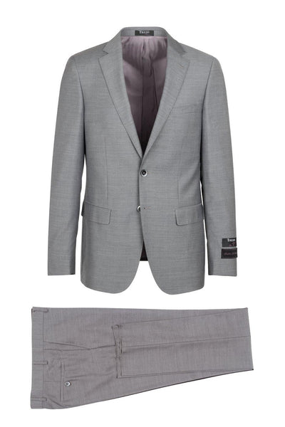 Tiglio Italian Suit - Real Wool Fabric Super 150's Porto Heather Gray, Slim Fit Suit in Color Gray