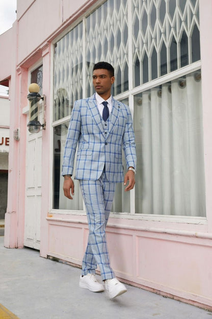 Stacy Adams Men's 3-Piece Hybrid Plaid Suit