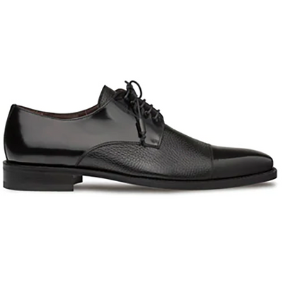 Mezlan Soka Calfskin & Deerskin Cap Toe Shoes Black (15089)