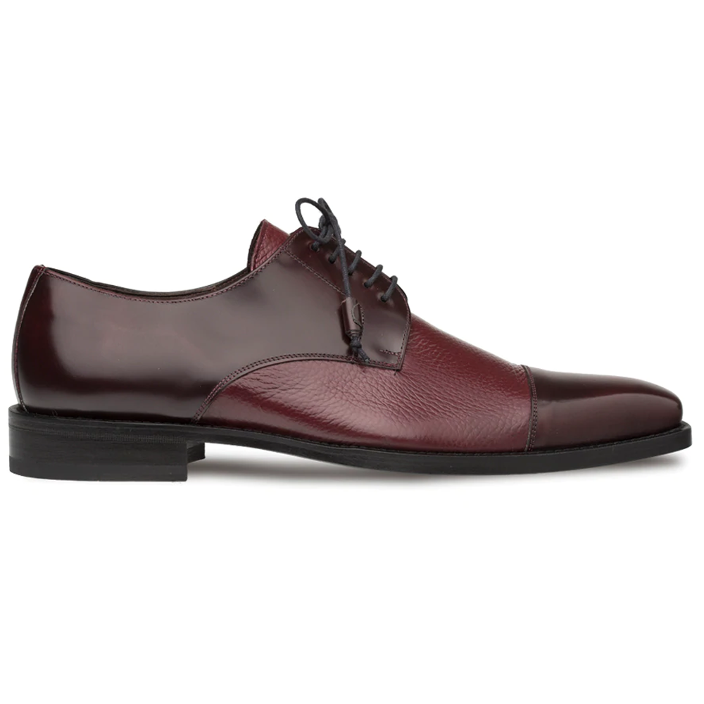 Mezlan Soka Calfskin & Deerskin Cap Toe Shoes Burgundy (15089)