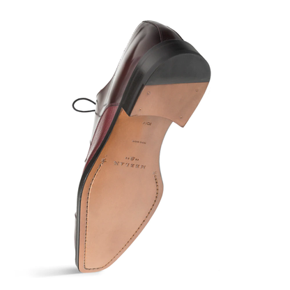 Mezlan Soka Calfskin & Deerskin Cap Toe Shoes Burgundy (15089)