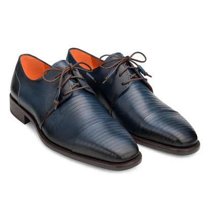 Lizard Skin Tassel Derby in Blue for men By Mezlan Made In Spain Brand 4   - from alligatorwarehouse.com