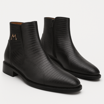 Peninsula Lizard Emblem Boot Black By Mezlan Made In Spain Brand 9   - from alligatorwarehouse.com