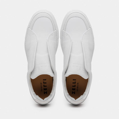 Zelli Spettacolare Pebble Grain Slip On Sneakers White (65-225-WHT)