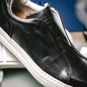 Zelli Spettacolare Calfskin & Suede Slip-On Sneakers in Black